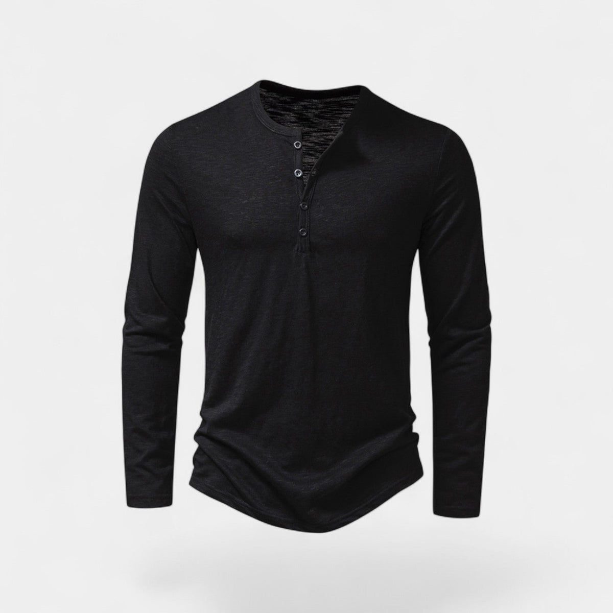 T-shirt homme manches longues boutons - Noir