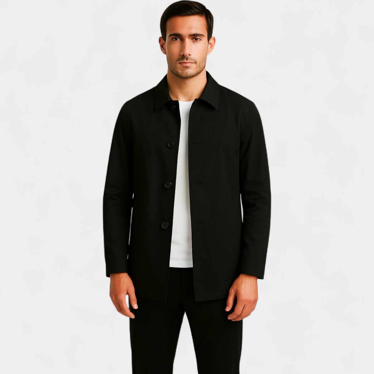 Trench coat homme mi-long - Noir