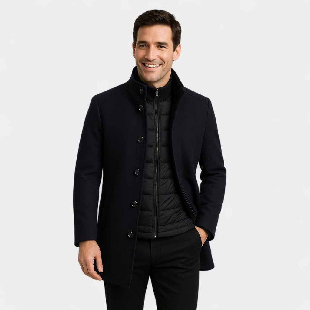 Trench parka homme capuche amovible - Bleu marine