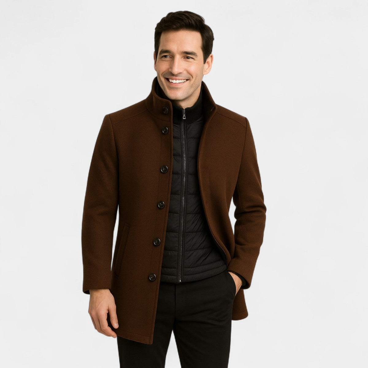 Trench parka homme capuche amovible - Marron