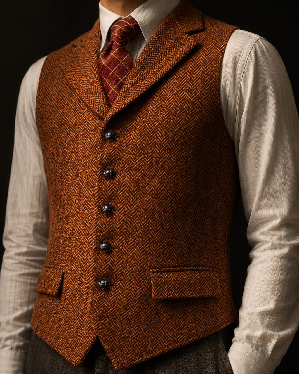 Veste à col à revers en motif chevron pour hommes - image 10