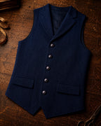 Veste à col à revers en motif chevron pour hommes - Bleu marine