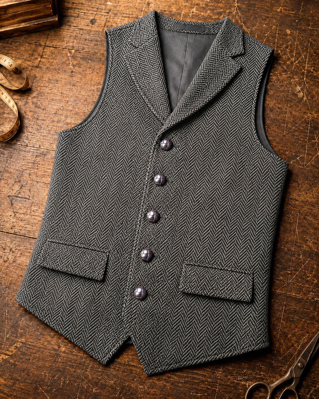 Veste à col à revers en motif chevron pour hommes - Gris clair