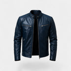 Veste biker homme similicuir - Bleu foncé