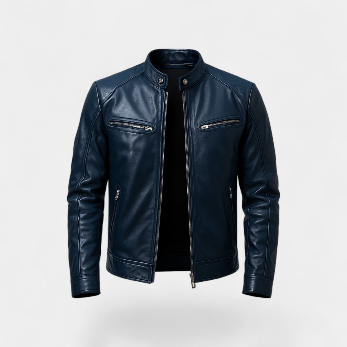 Veste biker homme similicuir - Bleu foncé