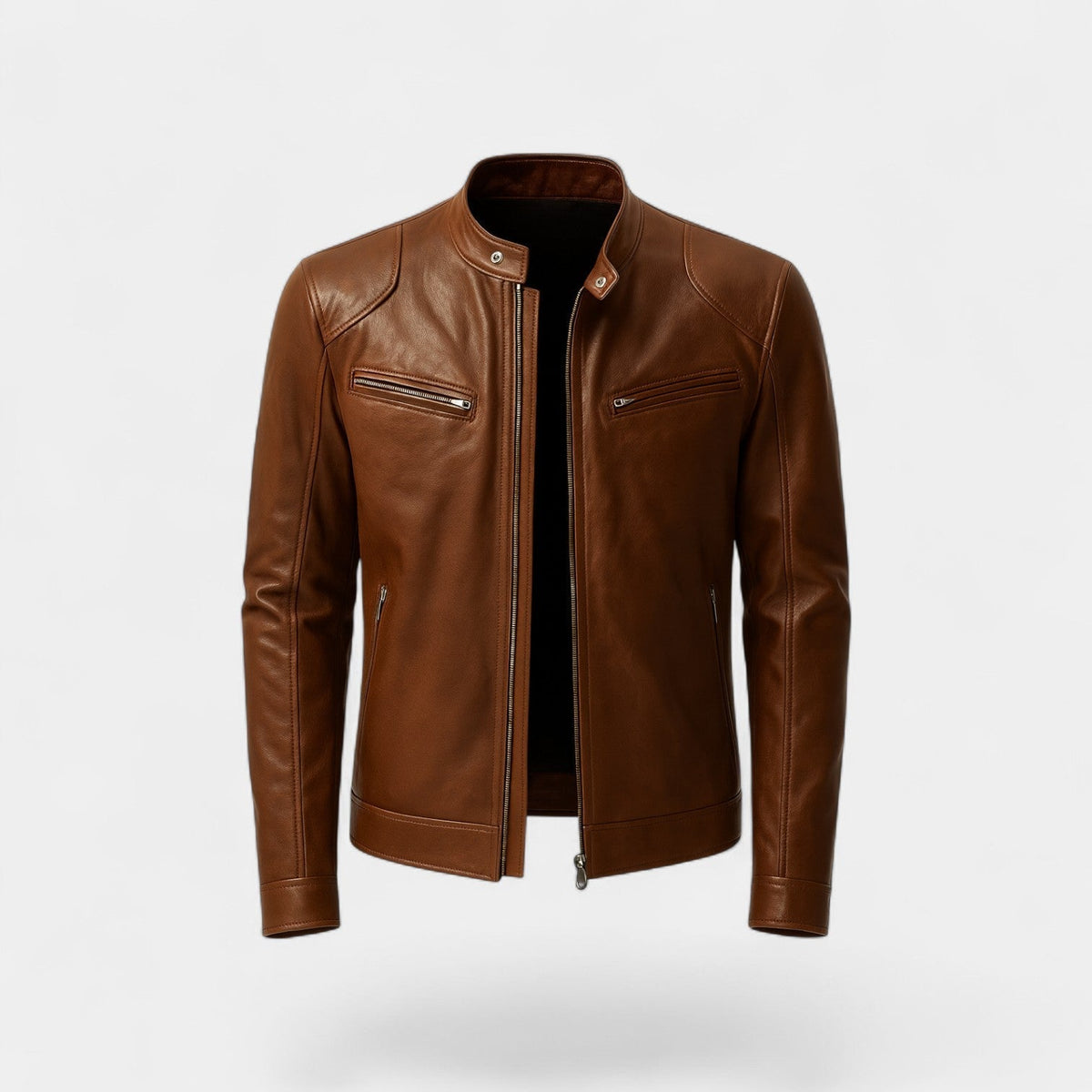 Veste biker homme similicuir - Marron