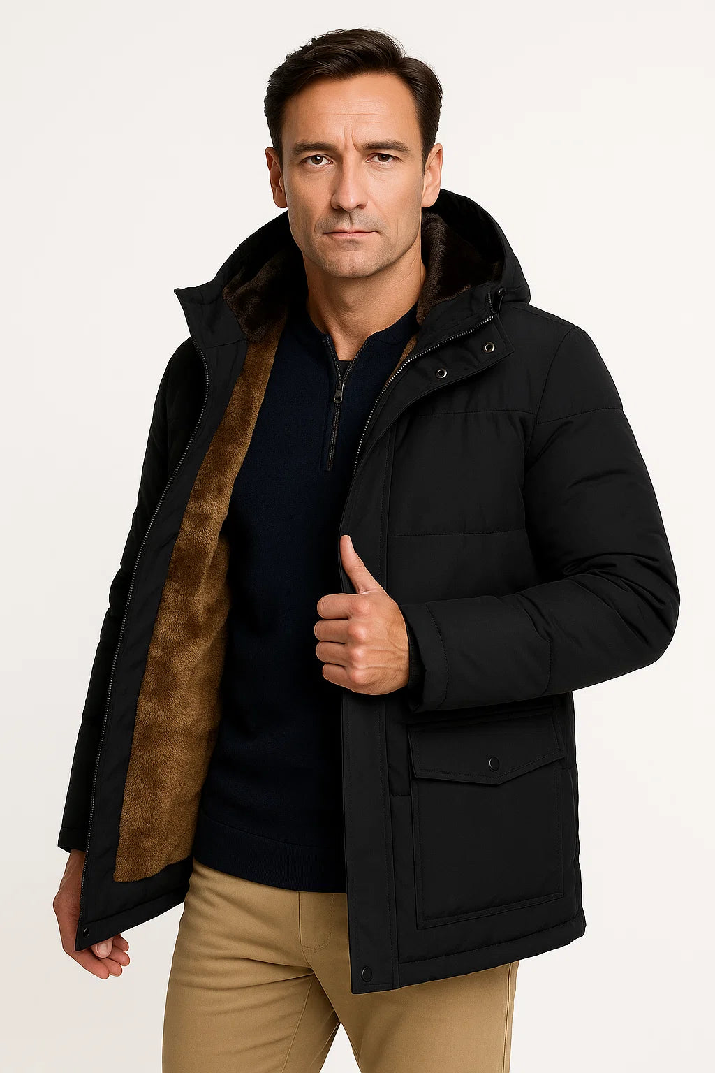 Veste d’hiver oversized pour homme - Noir/Marron