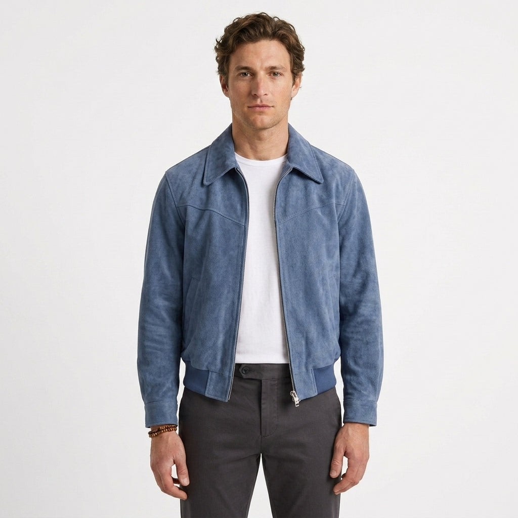 Veste effet suède à l’allure classique - Bleu