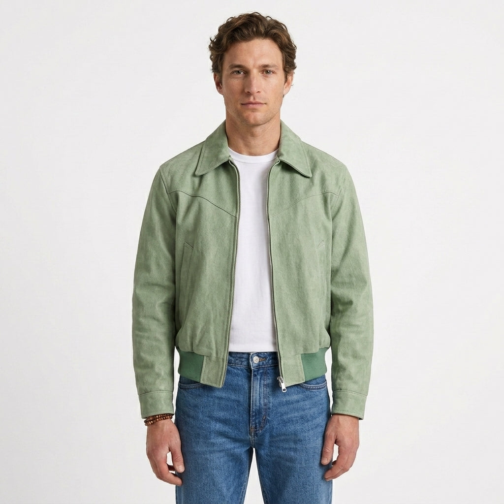 Veste effet suède à l’allure classique - Vert