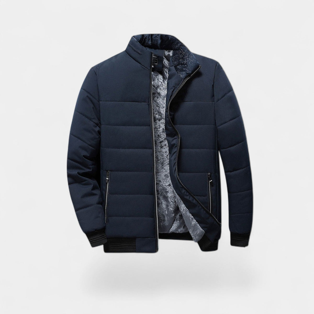 Veste homme matelassée col montant - Bleu marine foncé