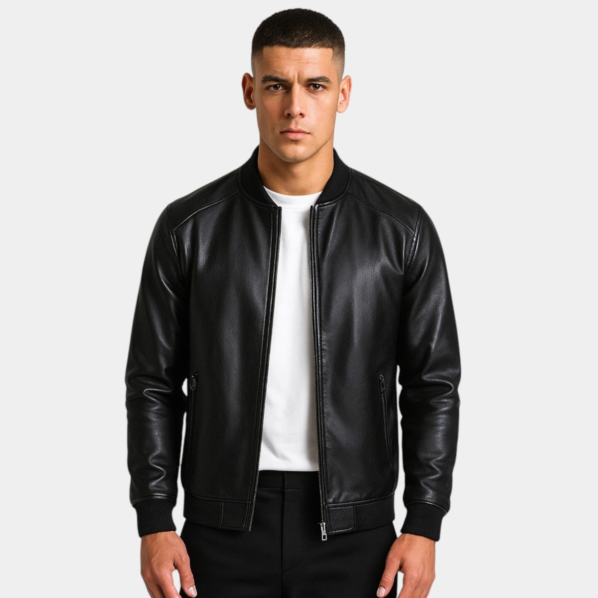 Veste homme style cuir moderne - Noir