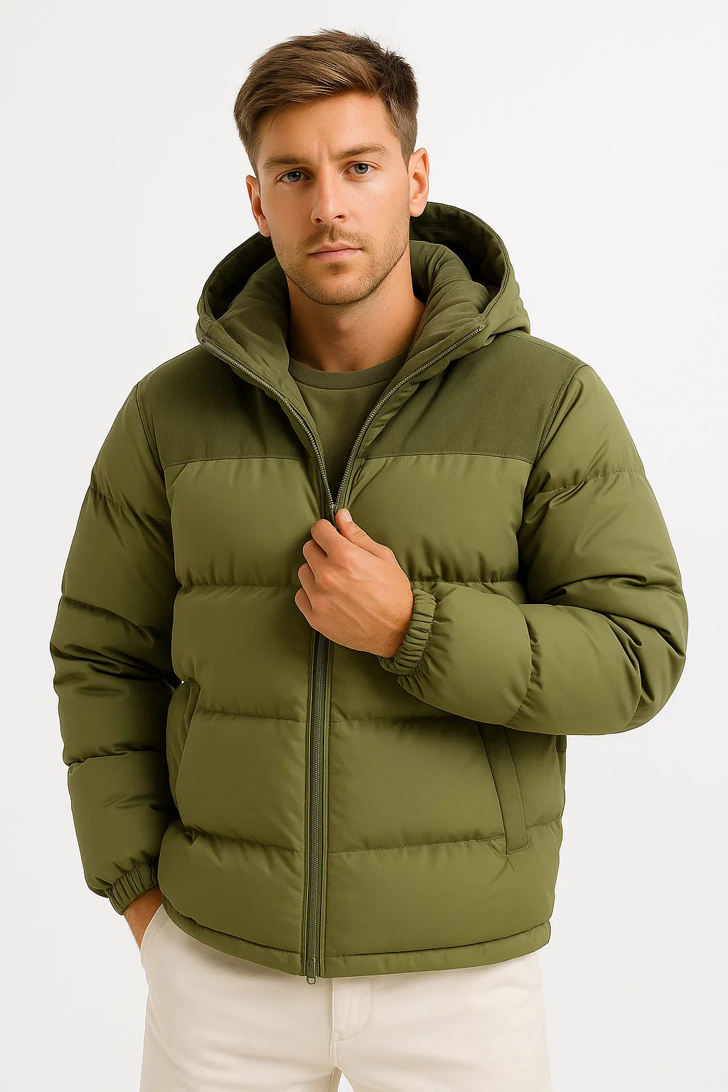 Veste puffer décontractée pour homme - Vert