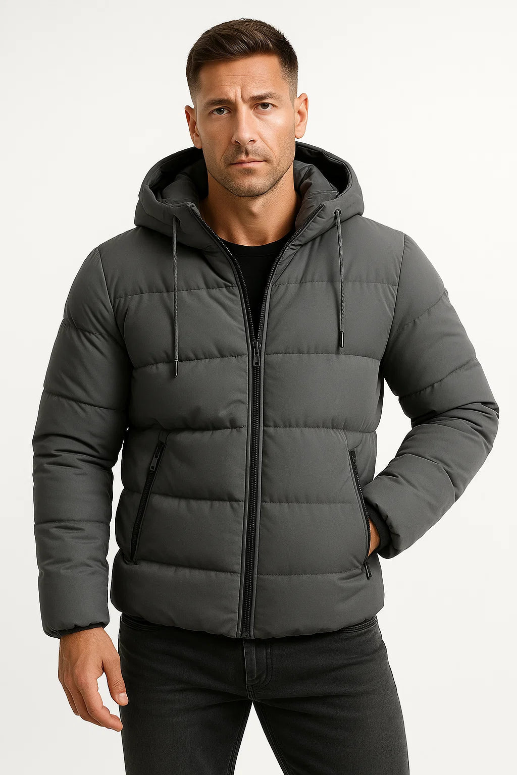 Veste puffer d’hiver pour homme - Gris
