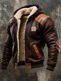 Veste vintage en daim avec capuche - Marron