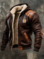 Veste vintage en daim avec capuche - Marron